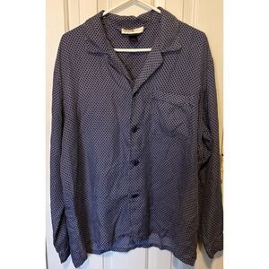 Joseph Abboud Shirt Mens Large Navy Geometric 100% Silk Button Up Made USA